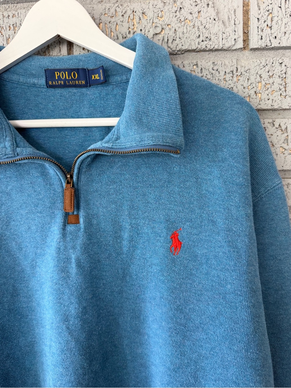 Polo Ralph Lauren Men's Cotton 1/4 Zip Pullover Sweater Size XXL Blue - Picture 3 of 6